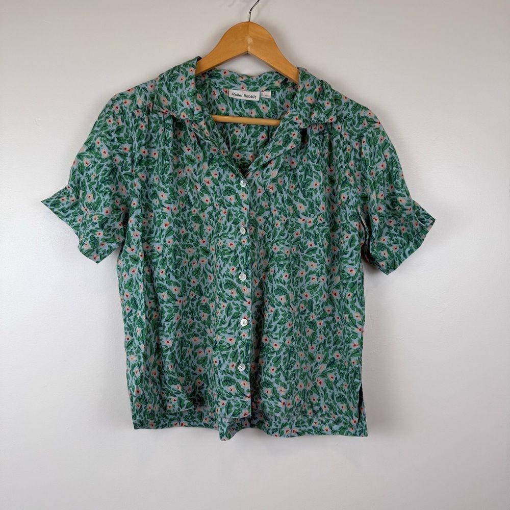 Roller Rabbit Green Floral Button-Down Shirt